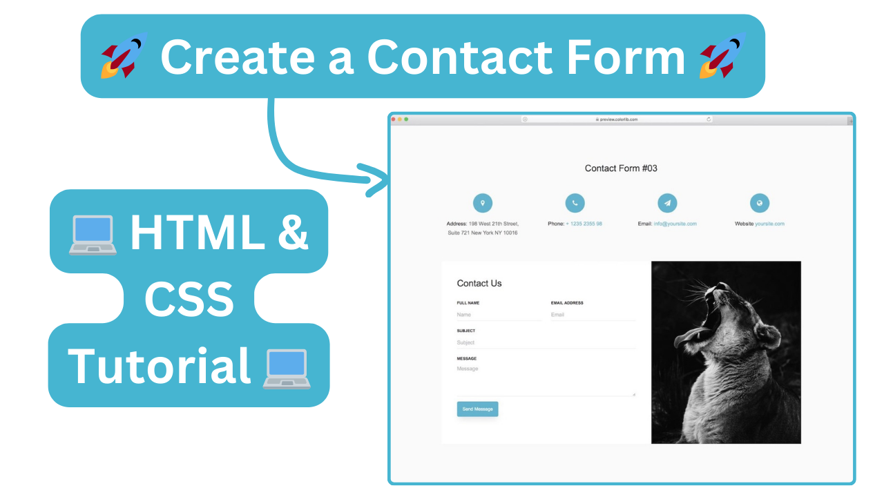 Create Responsive Contact Us Form Page HTML & CSS